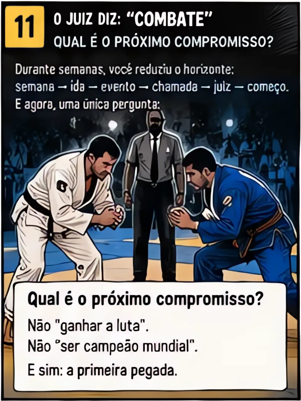 Comic panel 11: The referee says Combate